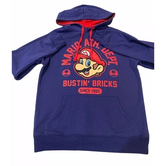 Nintendo Official Super Mario Brothers Hooded Sweatshirt Size LARGE - Picture 1 of 8